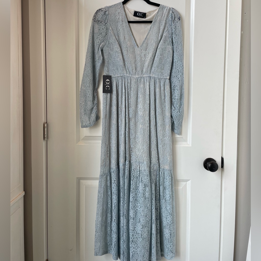 Light Blue Lace Maxi Dress